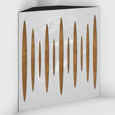 Produktbild von 2er-Pack – Akustik-Bassfalle "Pulse-F" mit Samtstoff zur Montage in der Ecke unter der Decke |50x50x10cm | [PULSE-10 Weißer Kunststoff|Gold]