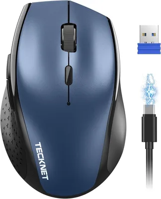 Produktbild von PRO Wiederaufladbar,Silent Funkmaus 6800 DPI, 2,4 GHz Computermaus, Ergonomische Griffe, 6 Tasten, Tragbar Maus für PC, Laptop,Chromebook, Mac