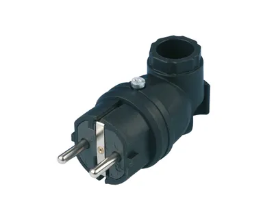 Produktbild von Schutzkontakt-Winkelstecker | Gummi | IP44 | Schwarz