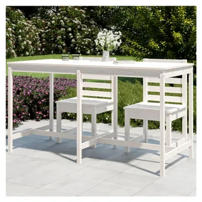 Produktbild von Gartentisch Weiß 203,5x90x110cm Massivholz Kiefer für Balkon, Picknick, Hinterhof und Terrasse