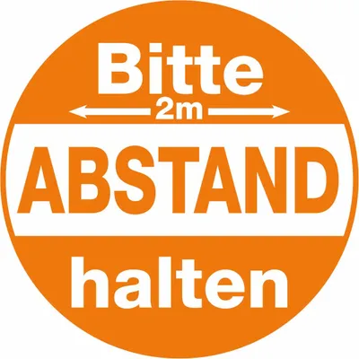 Produktbild von Fußboden-Aufkleber - Rund - "2.0 M - Abstand" (30x30cm) - ORANGE