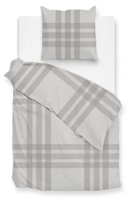 Productafbeelding van Zohome Rombi dekbedovertrek - 155x220 cm – 100% katoenen flanel – Hoogwaardige beddengoed met motief – Zacht – Ademend en huidvriendelijk – Inclusief kussensloop van 80x80 cm – Grijs