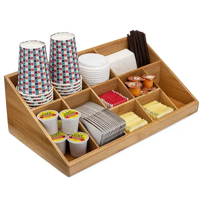 Produktbild von Penelife Kaffee Spender Organizer aus Holz - Aufbewahrung von Kaffeezubehör - Tee Kaffeebar Handgemacht