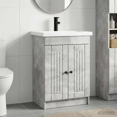 Productafbeelding van Maison Exclusive - Badkamerkastset, betonkleur, 78,5 x 37,5 x 81 cm, houtvezel