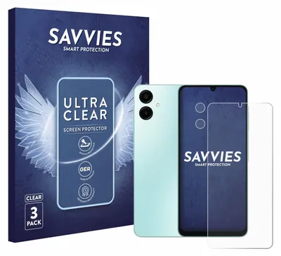 A product shot featuring a phone screen protector box, a smartphone, and a screen protector.
