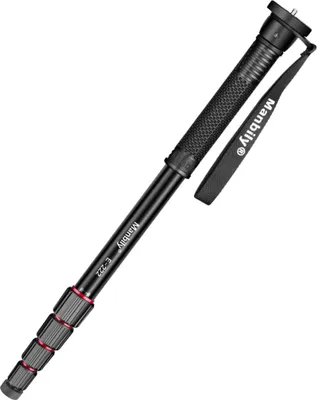 Obrázek produktu pro Manbily E-222 64,1palcový monopod pro fotoaparát z hliníkové slitiny, 5 sekcí, nosnost 5 kg, se šroubem 1/4" až 3/8" a otvorem se závitem 3/8"