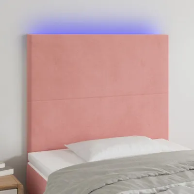 Produktbild von vidaXL LED Kopfteil Rosa 90x5x118/128 cm Samt - LED Kopfteil - LED Kopfteile - Kopfteil - Bett-Kopfteil