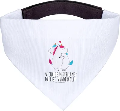 Produktbild von Mr. & Mrs. Panda Halstuch Einhorn Mitteilung - Weiß - Geschenk, Hunde, Ehe, Dreieckstuch für, Hundetuch, Lustig, Einhörner, Liebe, Valentinstag, Hundehalstuch, Unicorn