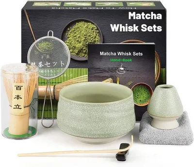 Produktbild von Famanu Matcha Set 7-teilig – Inklusive Bambusbesen, Schale, Löffel, Sieb und mehr
