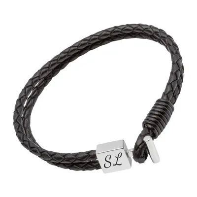 Produktbild von Unique Lederarmband: Schwarz mit Steckverschluss LB0197 (Länge: 19cm)