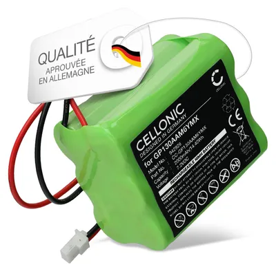 Image de CELLONIC 1x Batterie pour Domotique / Smart Home Compatible avec Visonic PowerMax Plus, PowerMax Plus Control Panel 0 9912 H, PowerMax Plus Control Panel 0 9913 W, GP130AAM6YMX - (2000mAh, 7.2V)