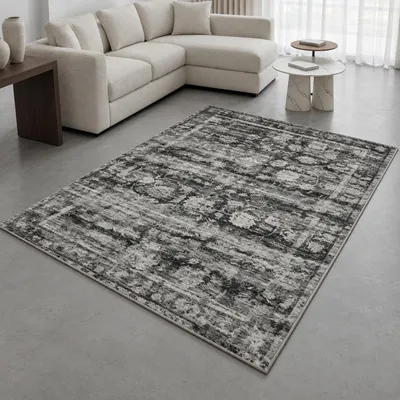 Immagine prodotto di Tappeto grigio moderno con motivo floreale vintage, dimensioni: 240 x 330 cm