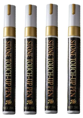 Image de INF Stylos peinture acrylique métalliques Or pack de 4 — Pinceau, Ligne fine, Calligraphie et Marqueur pour surfaces multiples DIY