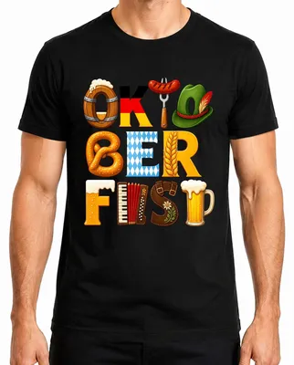 Productafbeelding van , bier, Beieren, pretzel, lederhosen, traditionele kleding, heren T-shirt, zwart, XXL