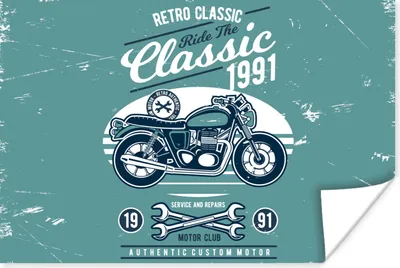 Produktbild von MuchoWow® Poster Motorrad - Werkzeuge - Retro 90x60 cm - Schlafzimmer