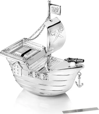 Image de Zilverstad Tirelire bateau pirate 13.5x6.5x15.5cm argenté antique