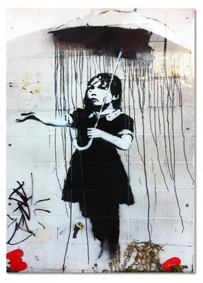 Image de Giallobus - Fille parapluie - Banksy - 35L x 50l cm - Tableau - Verre acrylique
