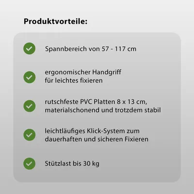 Produktbild von 3x Türspanner Zargenspanner 57 - 117 cm Klicksystem Teleskopstütze Einhandstütze
