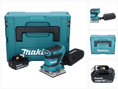 Obrázek produktu pro Akumulátorová excentrická bruska Makita DBO 482 G1J 18 V 112 x 102 mm + 1x akumulátor 6,0 Ah + Makpac – bez nabíječky