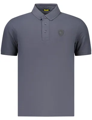 Produktbild von Elegantes Herren Kurzarm-Poloshirt Blau mit Applikation und Logo