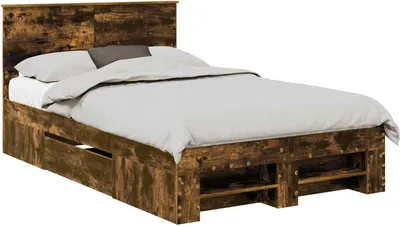 Obrázok produktu pre Rám postele s čelom, imitácia dubového dreva, 120 x 200 cm, drevotrieska