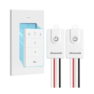 Produktbild von DEWENWILS Funkschalter mit Fernbedienung, 2er Set, 30M Reichweite, 3000W, Weiß