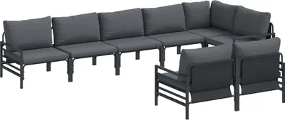 Immagine prodotto di vidaXL Set di divani da giardino con cuscini 8 pezzi in acciaio nero