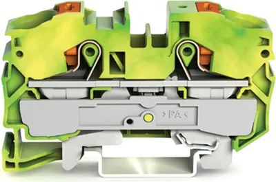 Immagine prodotto di Morsetto di protezione a 2 conduttori Wago con pulsante 16 mm², verde-giallo, 1 pz.