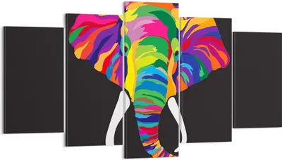 Produktbild von Bild auf Leinwand - Leinwandbild - Elefant spaß bunt tier - 160x85cm - Wand Bild - Wanddeko - Leinwanddruck - Bilder - Kunstdruck - Wanddekoration - Leinwand bilder - Wandkunst - EA160x85-2928