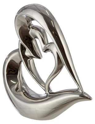 Immagine prodotto di Gilde Dekoobjekt, Herz, "Love", Keramik, silberfarben, VE 2, L. 7 cm, B. 22 cm, H. 22 cm 58421