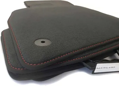 Immagine prodotto di Tappetini per Audi A3 S3 RS3 8Y (cuciture decorative rosse) Tappetini per auto in velluto Premium 4 pezzi incl. fissaggio originale