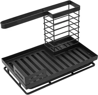 Image de Rangements de cuisine verts avec porte-éponge et porte-balayette