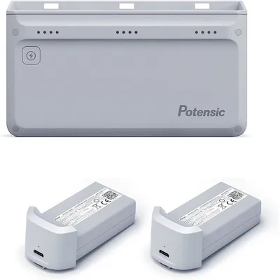 Produktbild von Potensic 3-Schacht-Schnellladegerät für Atom 4K 60W More Power, Kit mit Netzteil und 2x Akkus