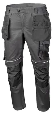Productafbeelding van Arbeidspantalon voor heren, donkergrijs/grijs, maat M (50), Högert Technik, 60% katoen/38% polyester, elastisch, kniezakken – HASSO, broek met elastische tailleband, werkkleding