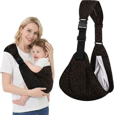 Productafbeelding van Ergonomische draagzak voor baby's, lichtgewicht en comfortabel, geschikt voor pasgeborenen tot 20 kg, met een trendy luipaardprint