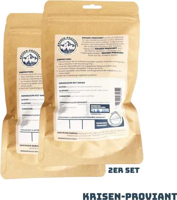 Produktbild von Krisen-Proviant - 2er-Set Kokos-Chips mit Kakao, Notvorrat/Notration 5 Jahre MHD