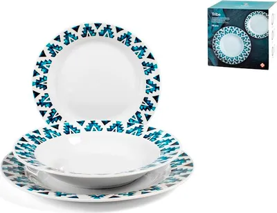 Produktbild von 18-teiliges Porzellan Essservice mit Speise-, Suppen- und Obsttellern, 25,5 cm