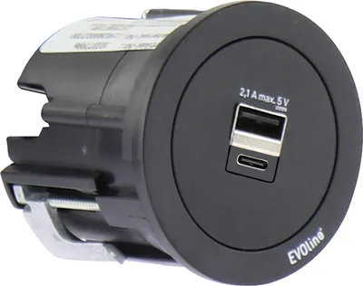 Produktbild von Evoline One USB-Charger 2-fach Typ A+C mit Abdeckring, KS weiß