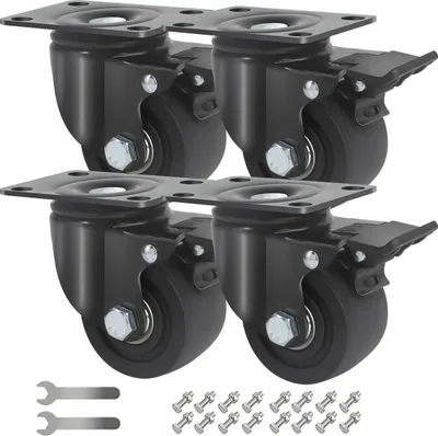 Schwerlastrollen 75 mm mit Bremse, 4 Lenkrollen, 2000 kg