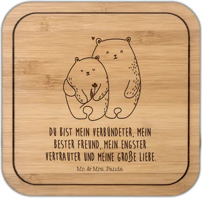 Produktbild von Mr. & Mrs. Panda Tischuntersetzer Bären Liebe - Transparent - Geschenk, Getränkeuntersetzer, Kuscheln, Hocheitstag, Verknallt, Coaster, kork untersetzer, Hochzeit