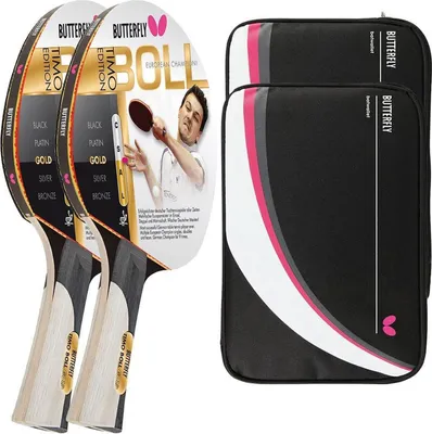 Produktbild von Butterfly 2x Timo Boll Gold 85020 Tischtennisschläger + 2x Tischtennishülle Drive Case II