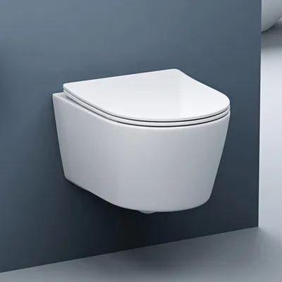 Produktbild von doporro Hänge-WC Weiß Wand-WC Toilette mit Soft-Close Spülrandloses aus Keramik Hänge-Toilette Aachen306