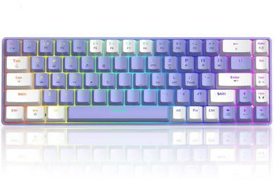 Zdjęcie produktu dla Klawiatura mechaniczna, 60%, przewodowa, gamingowa, kompaktowa, układ 65%, podświetlenie 18 diod RGB