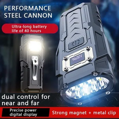 Obrázek produktu pro LED svítilna, dobíjecí, přenosná, dlouhá životnost, silné světlo, mimořádně jasná, speciálně pro venkovní použití, multifunkční, silné magnetické světlo