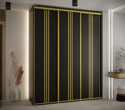Obrázek produktu pro Šatní skříň YVONA 6 - 200/45 cm, černá / zlatá