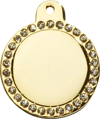 Produktbild von Adressanhänger mit Gravur - rund klein - mit Strass - gold