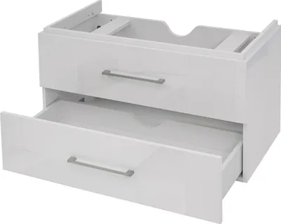 Image de Premium Meuble sous-lavabo HWC-D16, meuble sous-lavabo Meuble de salle de bain, brillant 90cm ~ blanc