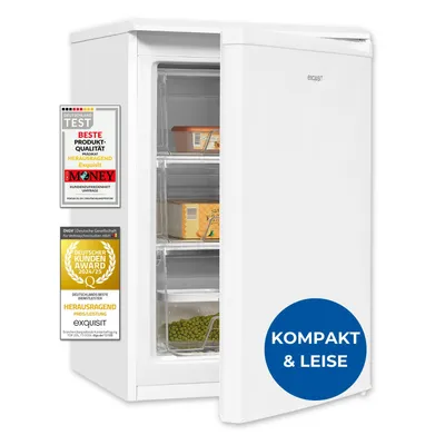 Zdjęcie produktu dla Zamrażarka Exquisit GS80-031E biała | pojemność użytkowa: 86 L | 4-gwiazdkowe zamrażanie | możliwość wymiany zawiasów drzwi | urządzenie wolnostojące