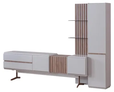 Produktbild von Exklusive Wohnzimmer Set 2tlg. TV Lowboard und Schrank Regale Möbel Neu