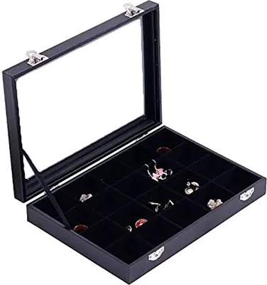 Produktbild von Sinoba Schmucklade Schmuckkasten Schaukasten Schmuckdisplay mit Glasdeckel (20 Fächer)